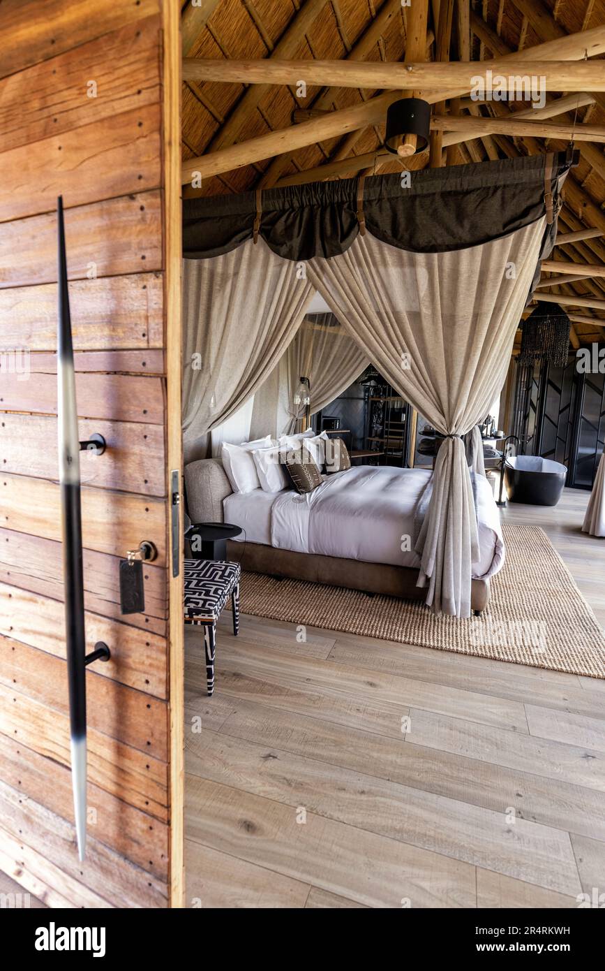 Interior of luxury suite at Onguma Camp Kala - Onguma Game Reserve, Namibia, Africa Stock Photo