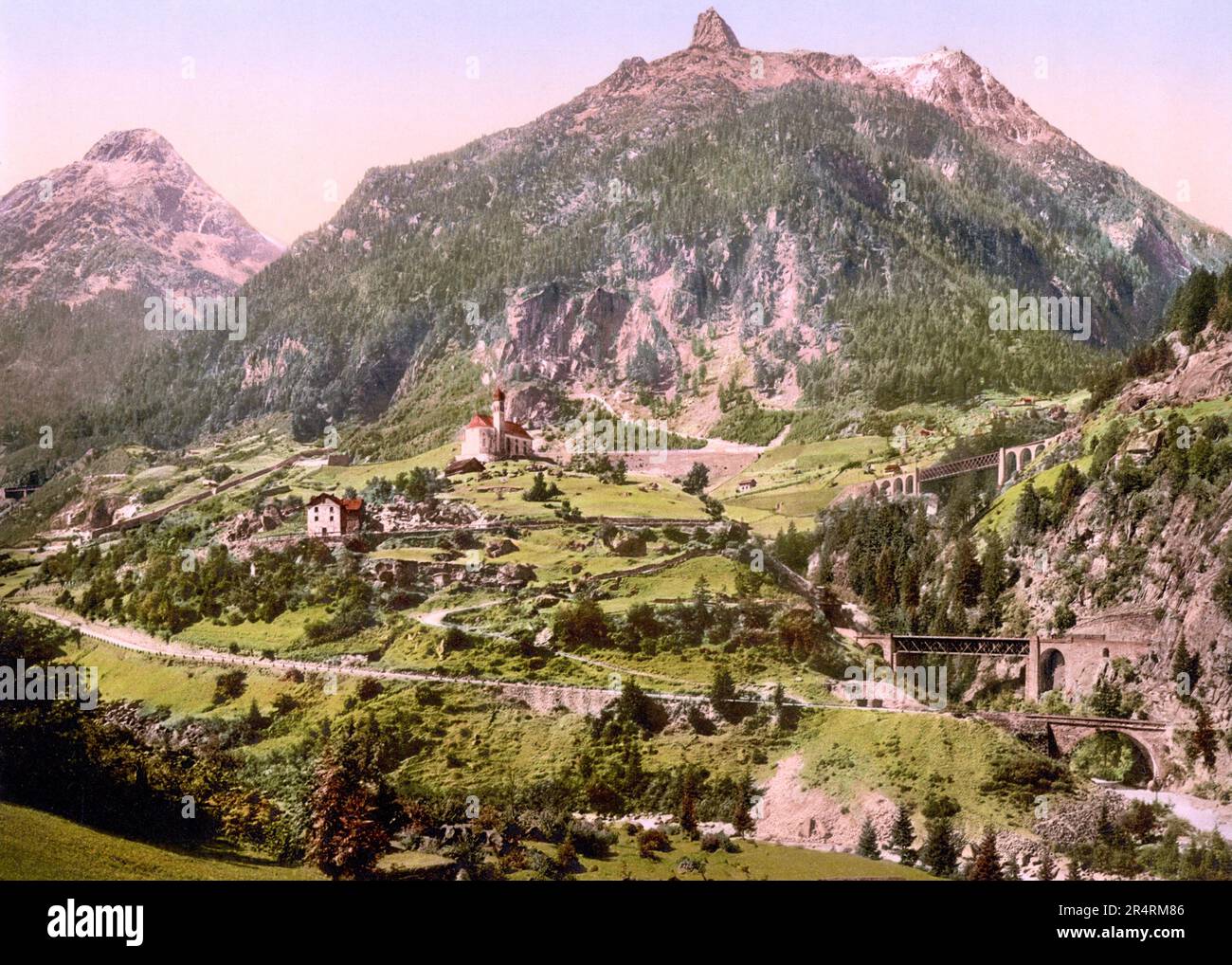 The tunnels, Gotthard Railway, Wassen, Uri, Switzerland 1890. Stock Photo