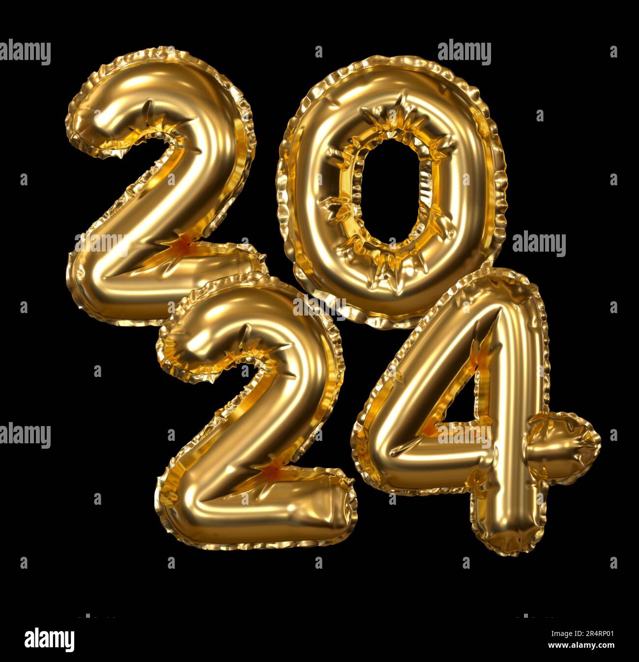 2025 New Year. 3D illustration of numbers 2025. black background, gold