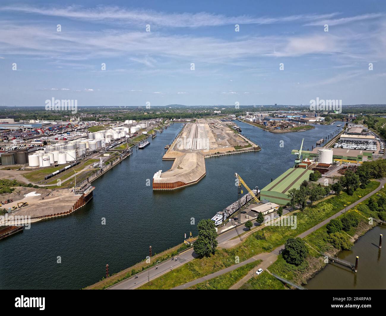 Construction Of New Container Terminal In The Port Of Duisburg Stock ...