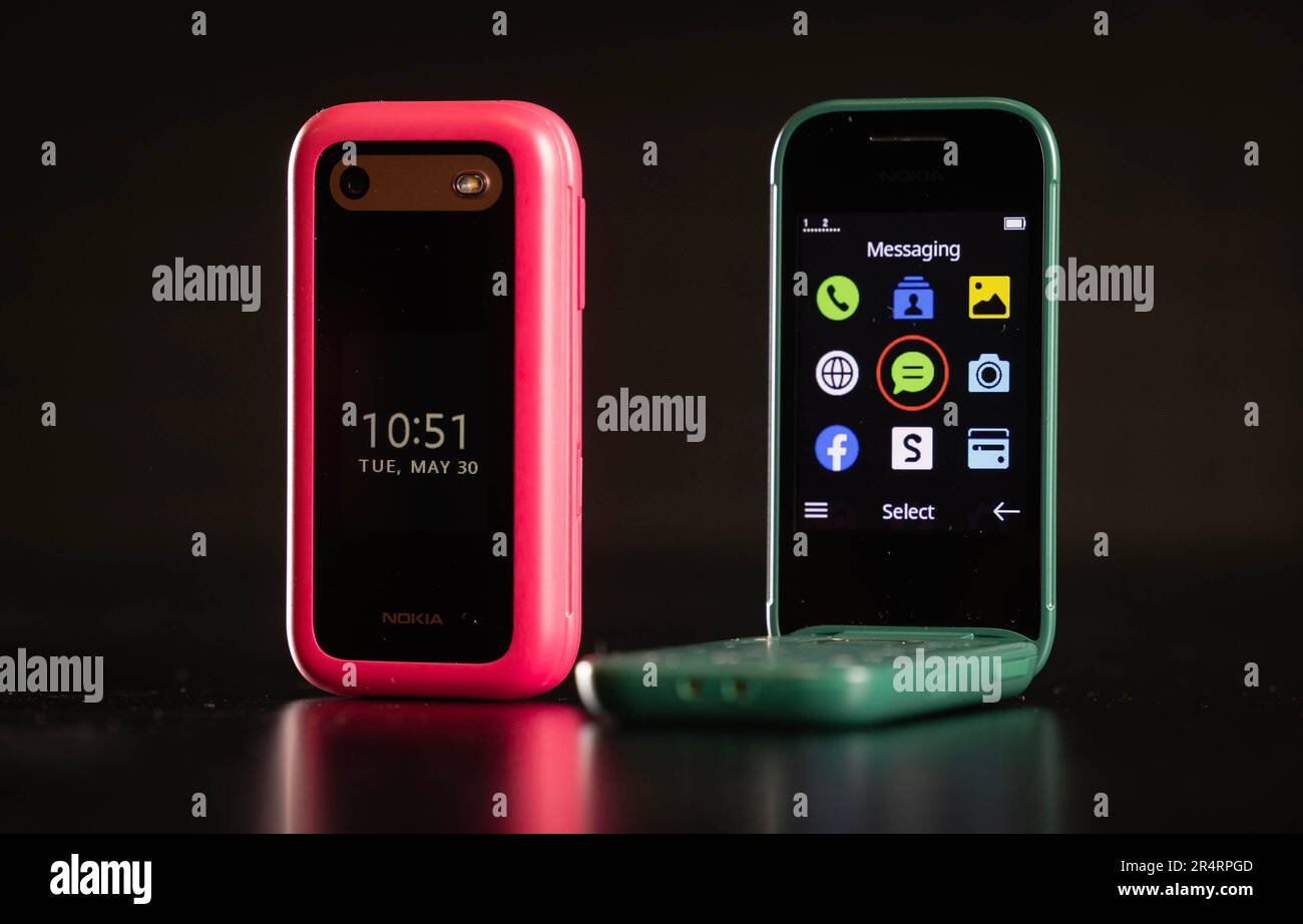 EDITORIAL USE ONLY Lars Silberbauer, Chief Marketing Officer from HMD Global, the maker of Nokia phones, unveils two all-new 2660 Flip phones in Pop Pink and Lush Green. Issue date: Tuesday May 30, 2023. Stock Photo
