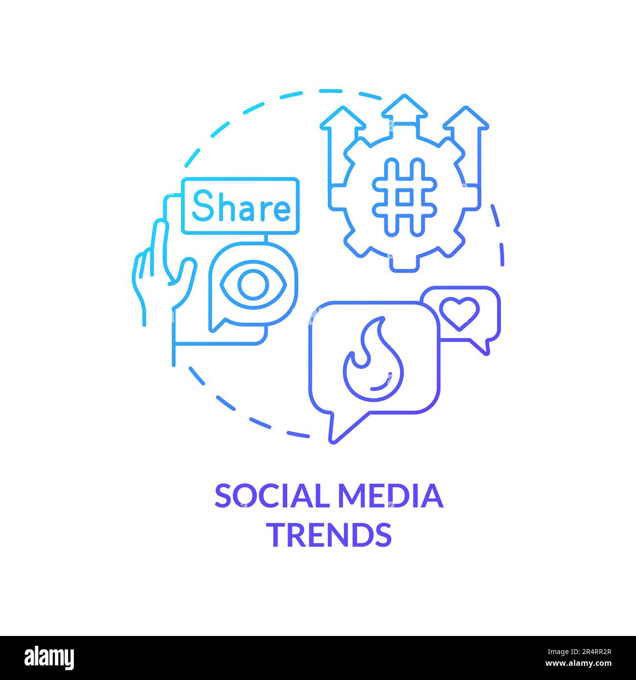 Social media trends blue gradient concept icon Stock Vector
