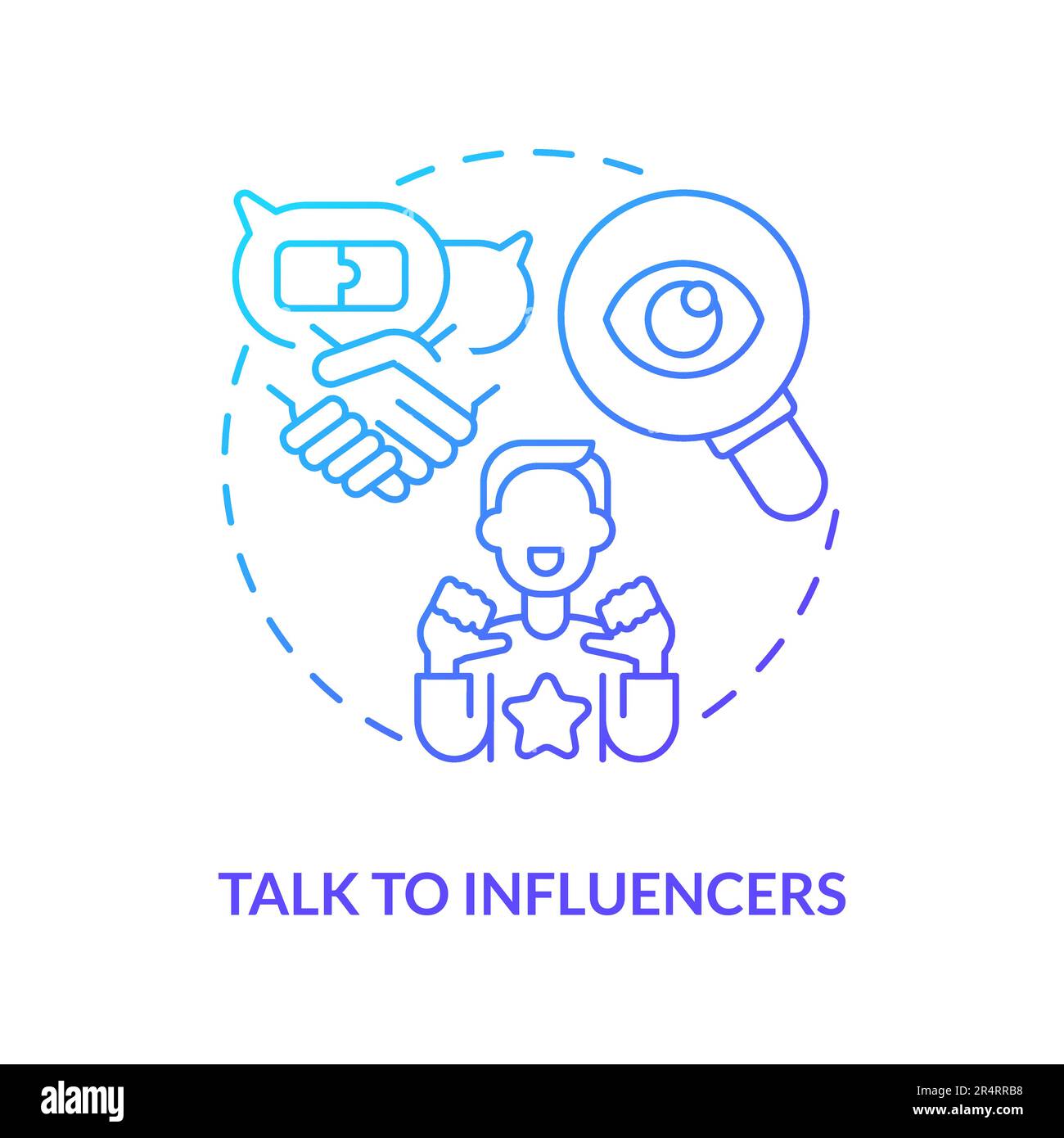 Talk to influencers blue gradient concept icon Stock Vector