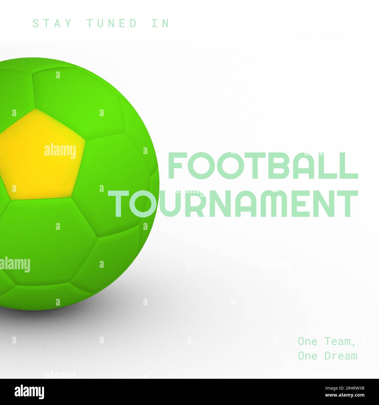 Composition of football tournament text over green football Stock Photo