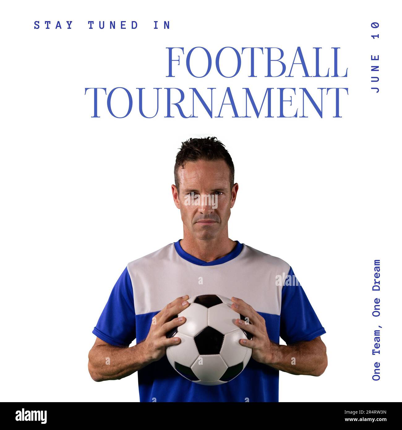 Composition of football tournament text over caucasian male soccer
