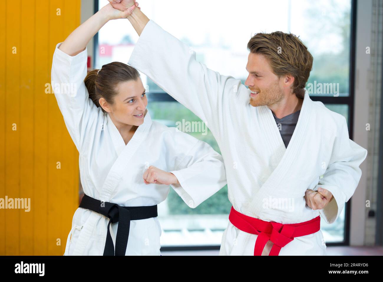 couple during training karate martial arts Stock Photo - Alamy