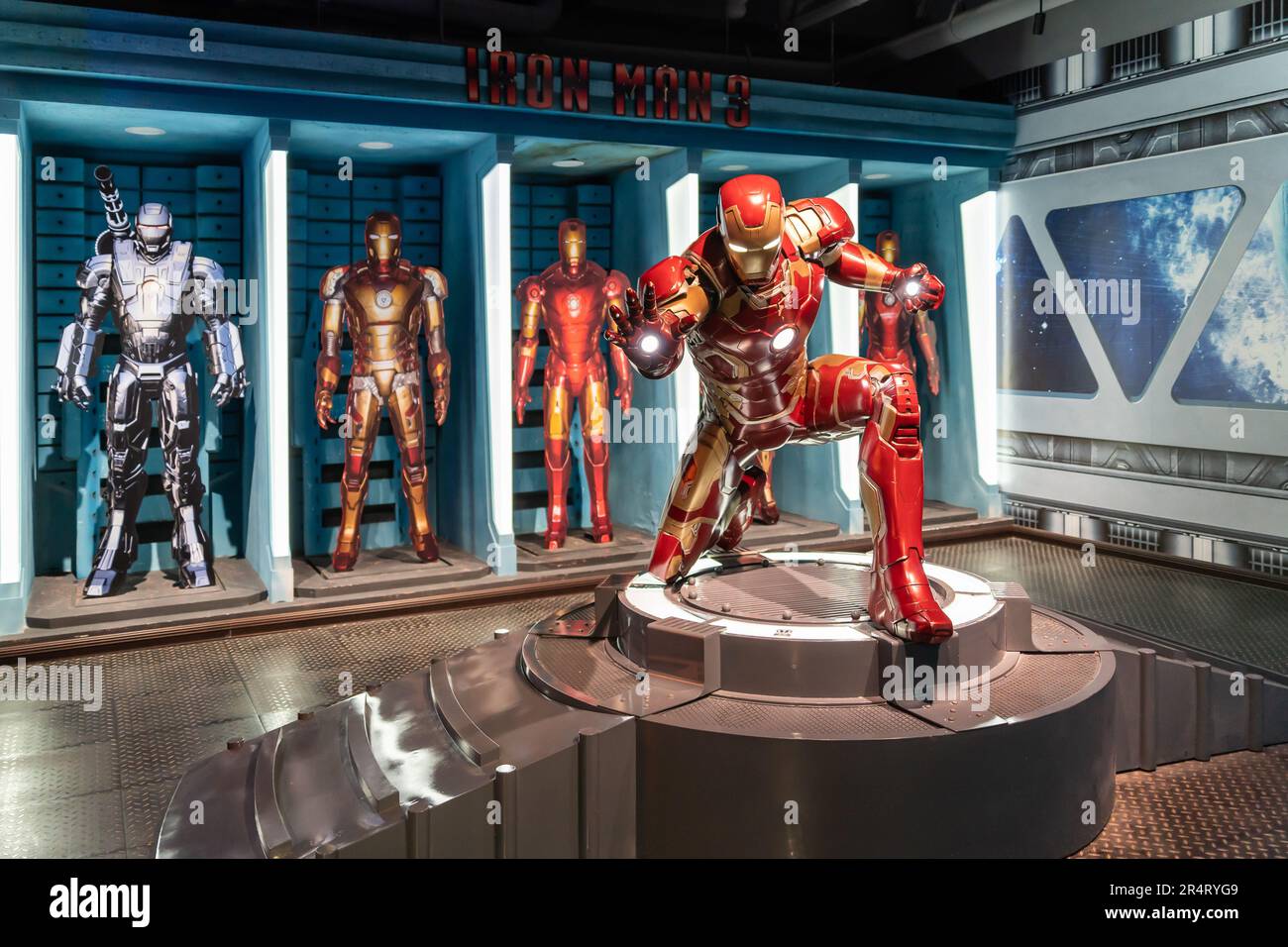 Shah Alam, Malaysia - April 17,2023 : Iron Man 3's wax figure displayed at Red Carpet 2 in I-City Shah Alam. Stock Photo