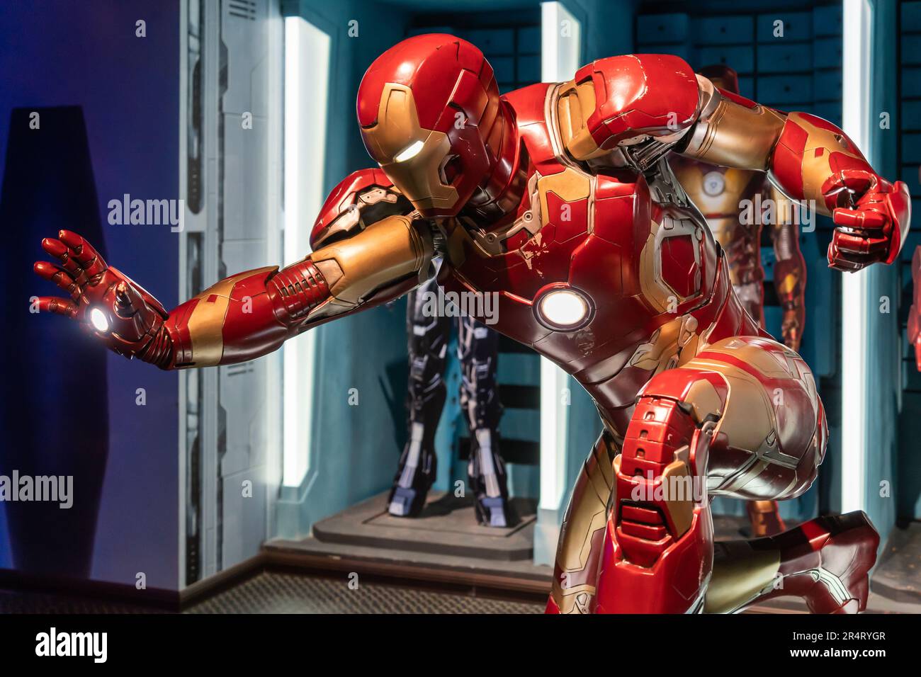 Shah Alam, Malaysia - April 17,2023 : Iron Man 3's wax figure displayed at Red Carpet 2 in I-City Shah Alam. Stock Photo