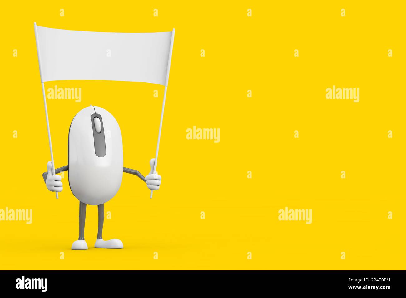 Mouse Computer Banner Computer Mouse Cartoon Person Character Mascot and Empty White Blank ...