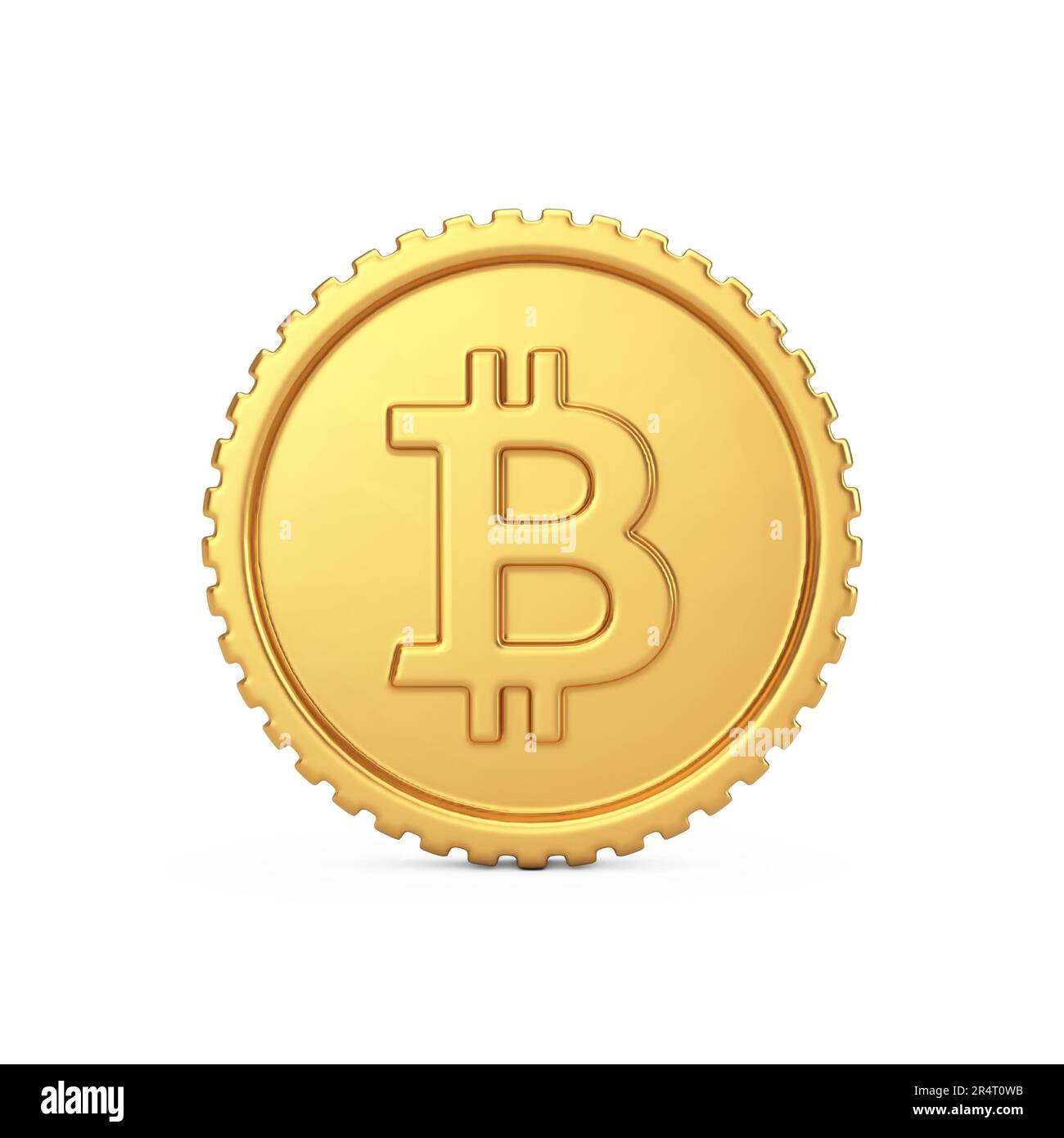 Simple Cartoon Cryptocurrency Golden Bitcoin Coin Web Icon Sign on a white  background. 3d Rendering Stock Photo - Alamy