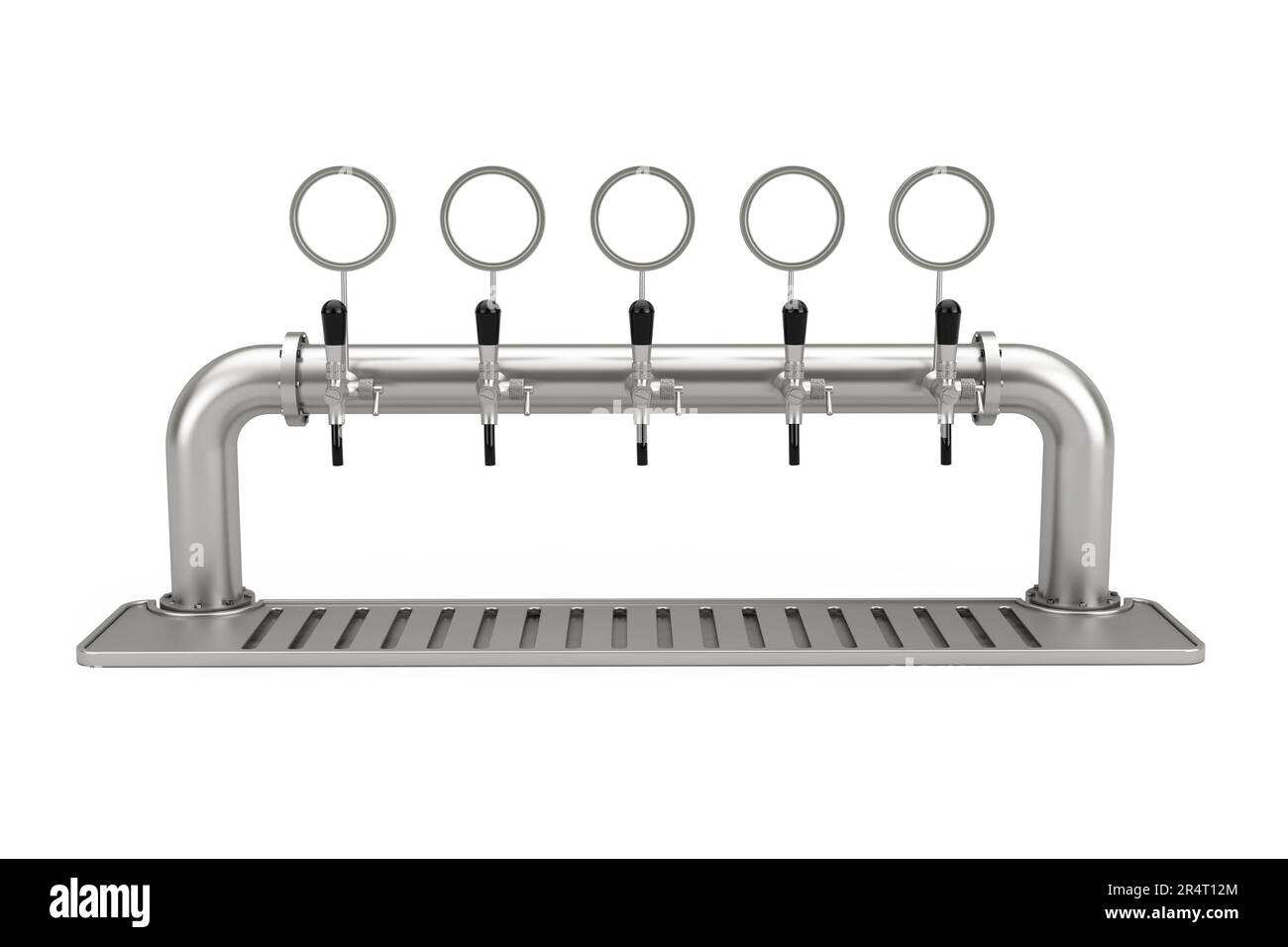 Row of Bar Beer Taps on a white background. 3d Rendering Stock Photo ...