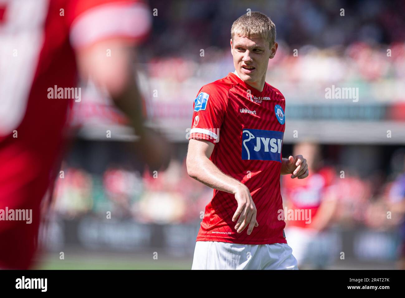 Silkeborg, Denmark. 29th May, 2023. Sebastian Jorgensen (27) of Silkeborg IF seen during the 3F Superliga match between Silkeborg IF and FC Midtjylland at Jysk Park in Silkeborg. (Photo Credit: Gonzales Photo/Alamy Live News Stock Photo
