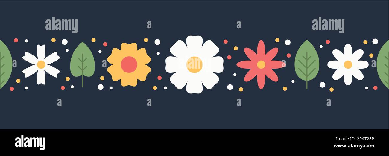 Flower Banner Spring Color colorful spring banner seamless set of different flowers Stock Vector ...
