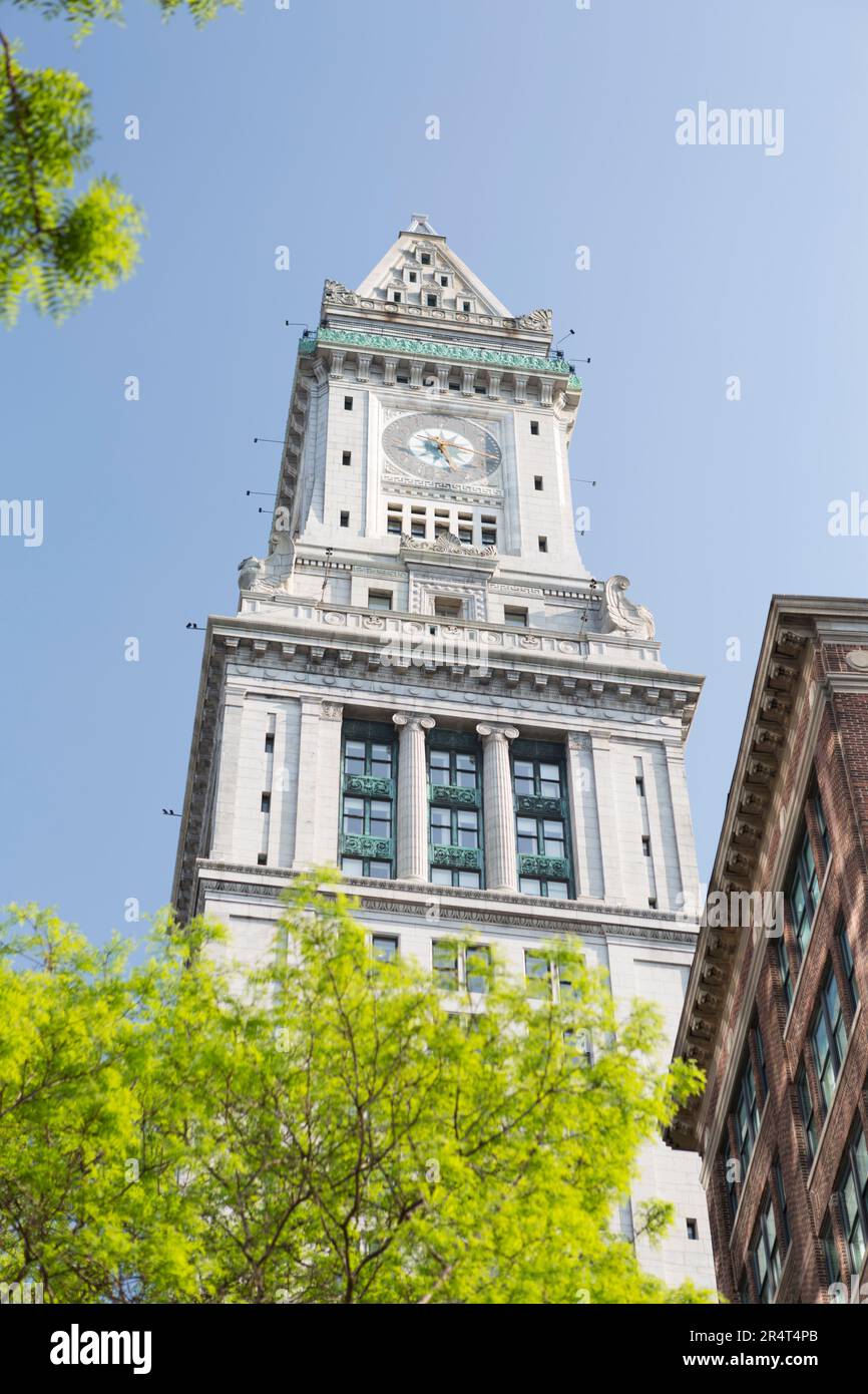 USA, Massachusetts, Boston, Custom House Clock Tower. Stock Photo
