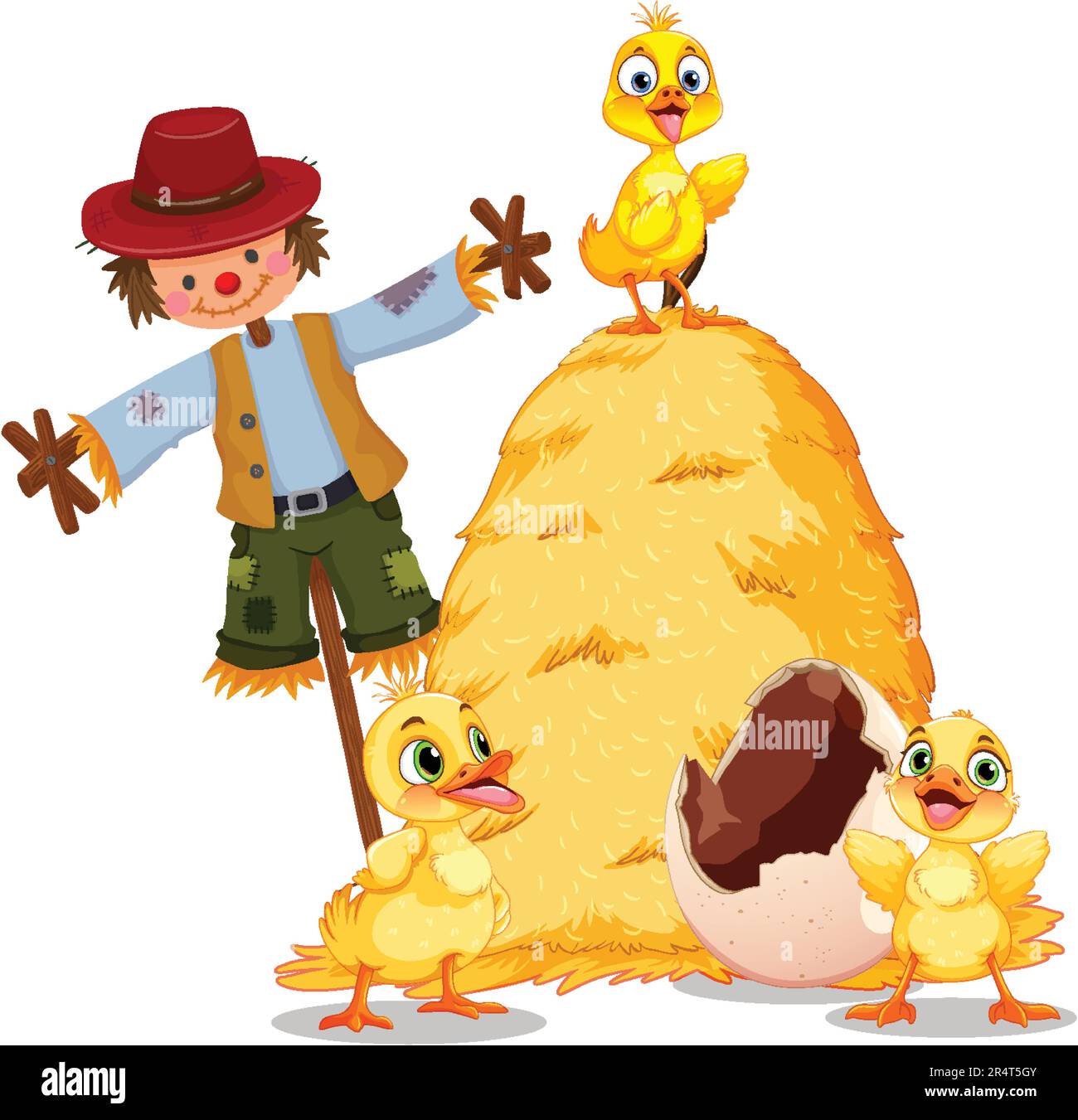 Scarecrow and hay straw illustration Stock Vector Image & Art Alamy