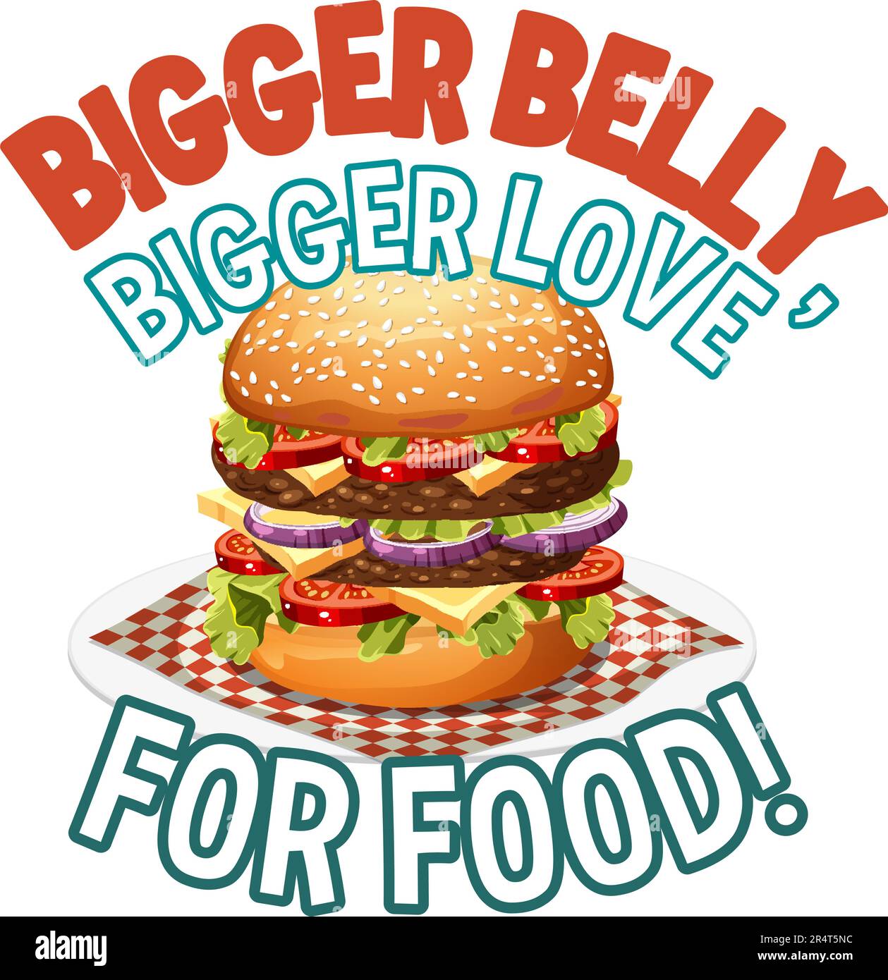 Bigger belly bigger love for food icon illustration Stock Vector Image ...