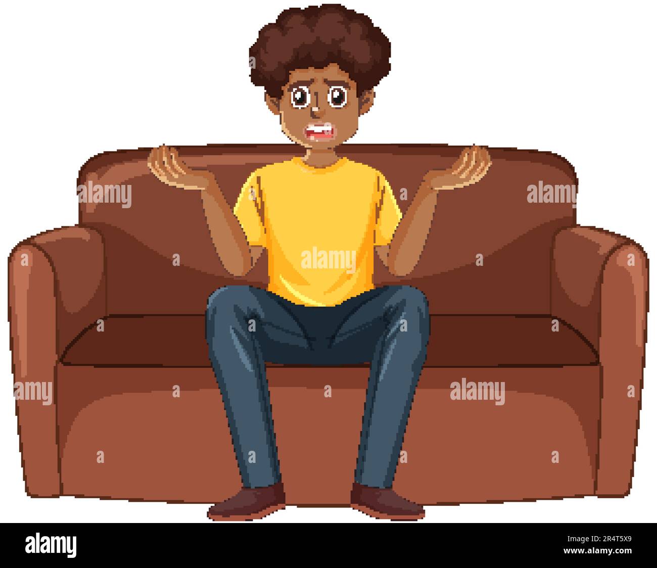 A teenage boy with a shocked face illustration Stock Vector