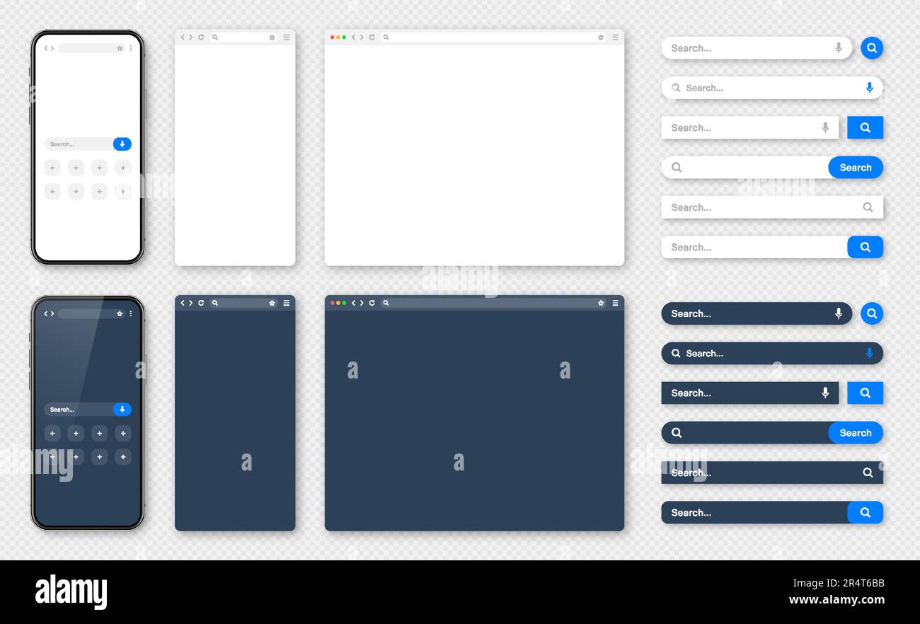Address Preview Web Ui Examples Smartphone, blank internet browser window with various search bars. Web ...