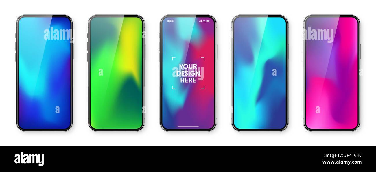Smartphone with touch screen and abstract colorful background ...