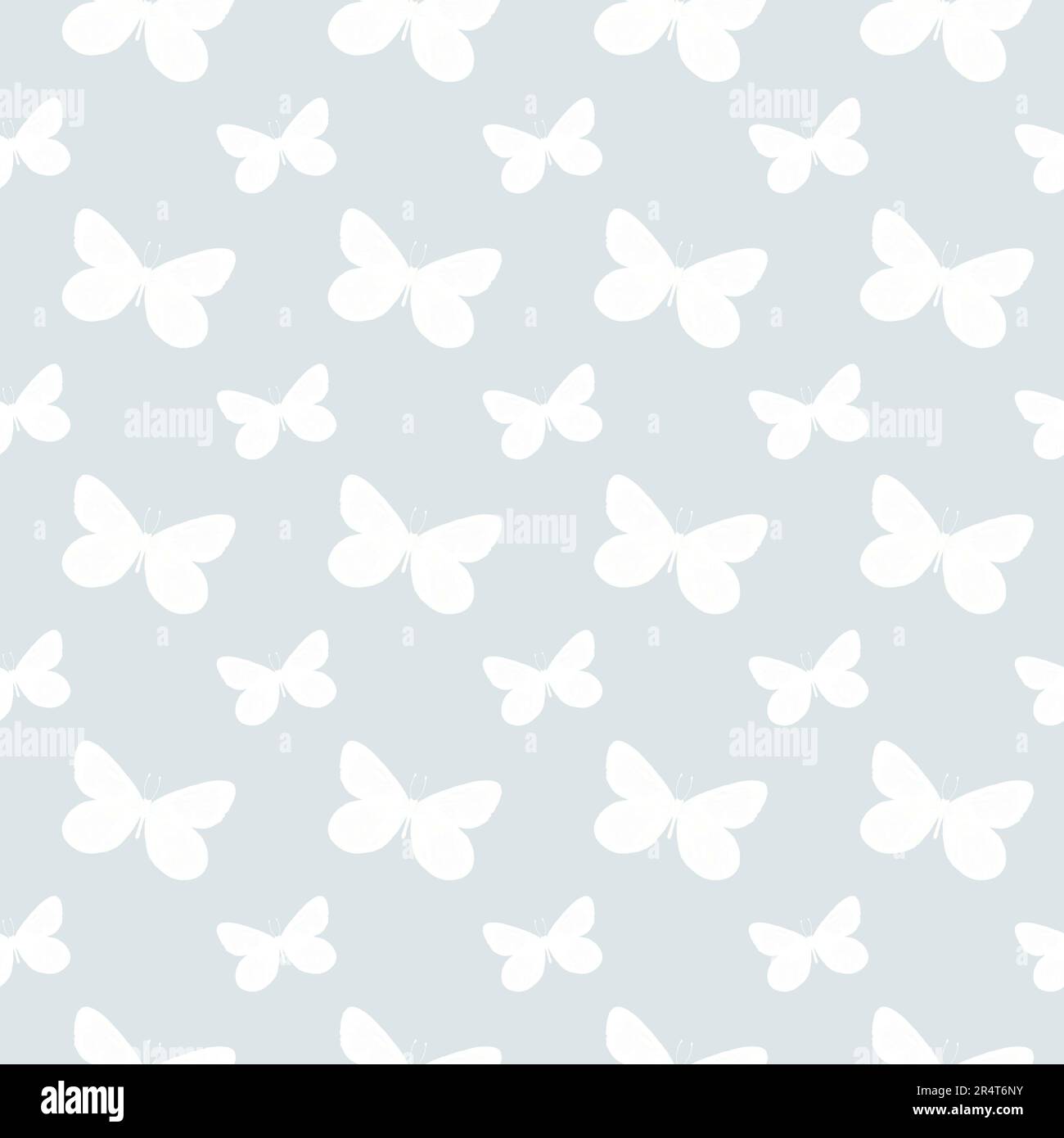 Seamless pattern with butterflies. White butterflies on a light blue ...