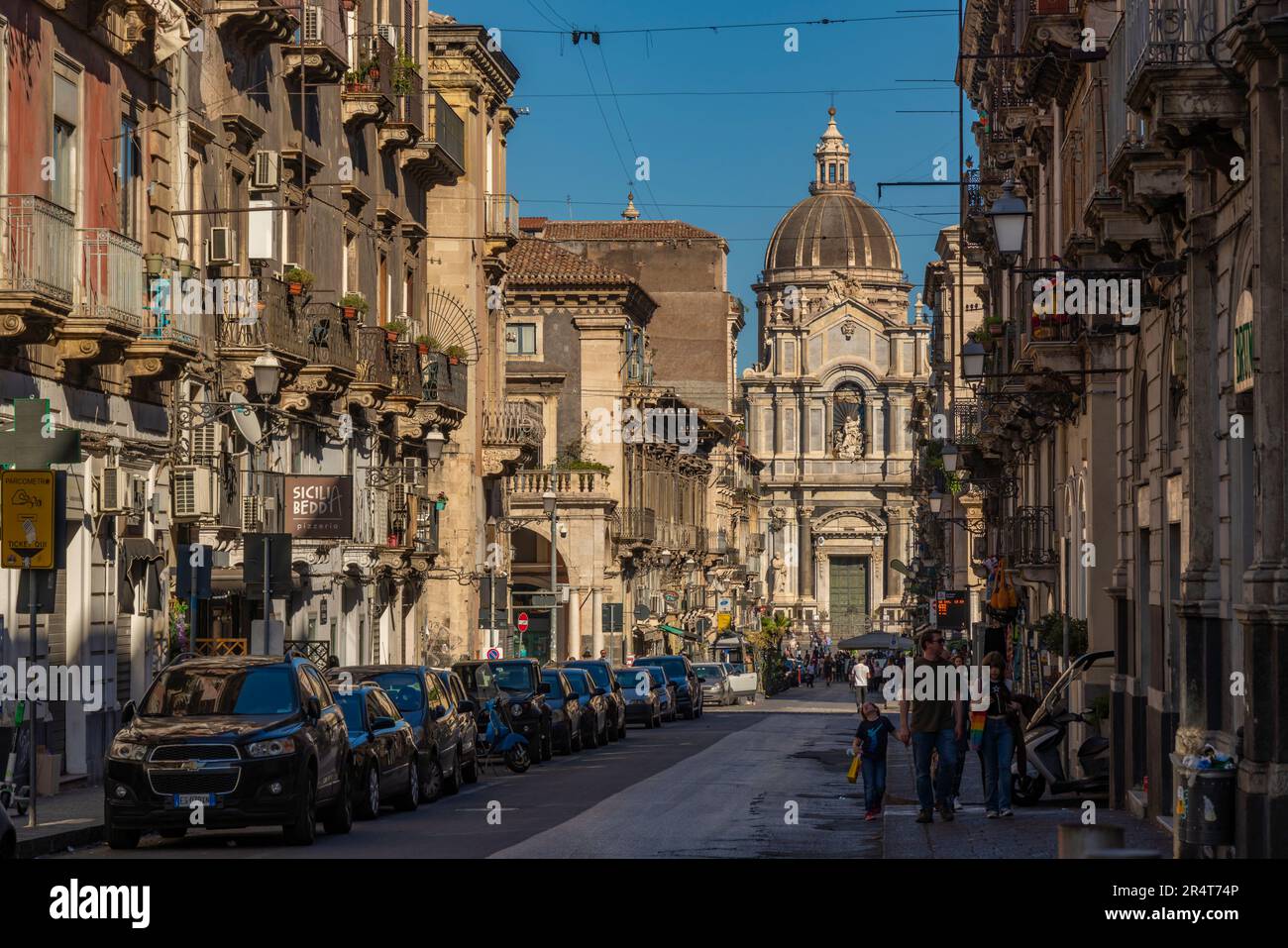 View of Duomo di Sant'Agata, Piazza Duomo, Catania, Sicily, Italy, Europe Stock Photo