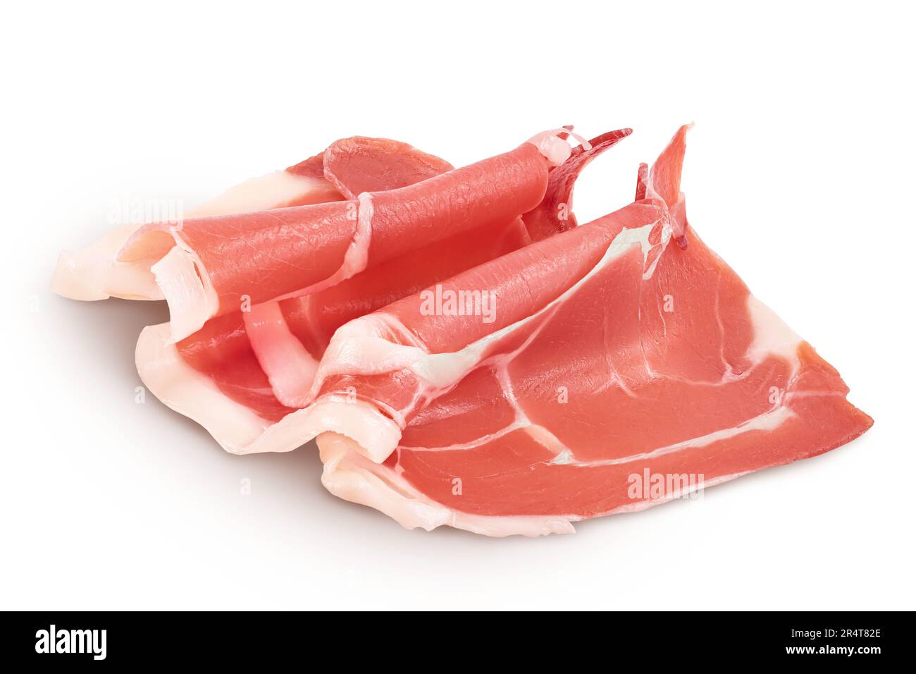 Italian prosciutto crudo or spanish jamon. Raw ham isolated on white
