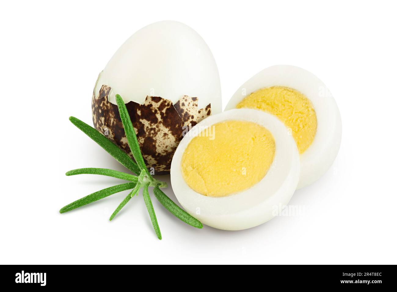 boiled quail egg isolated on white background with full depth of field