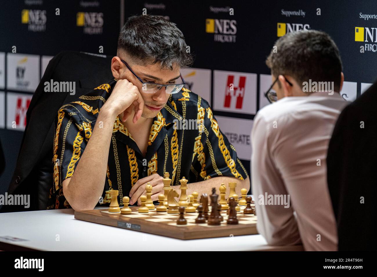 Moscow, Russia. 30th Dec, 2019. Wang Hao (L) of China and Alireza Firouzja  participating under the FIDE flag compete during the Blitz Open final at  2019 King Salman World Rapid & Blitz