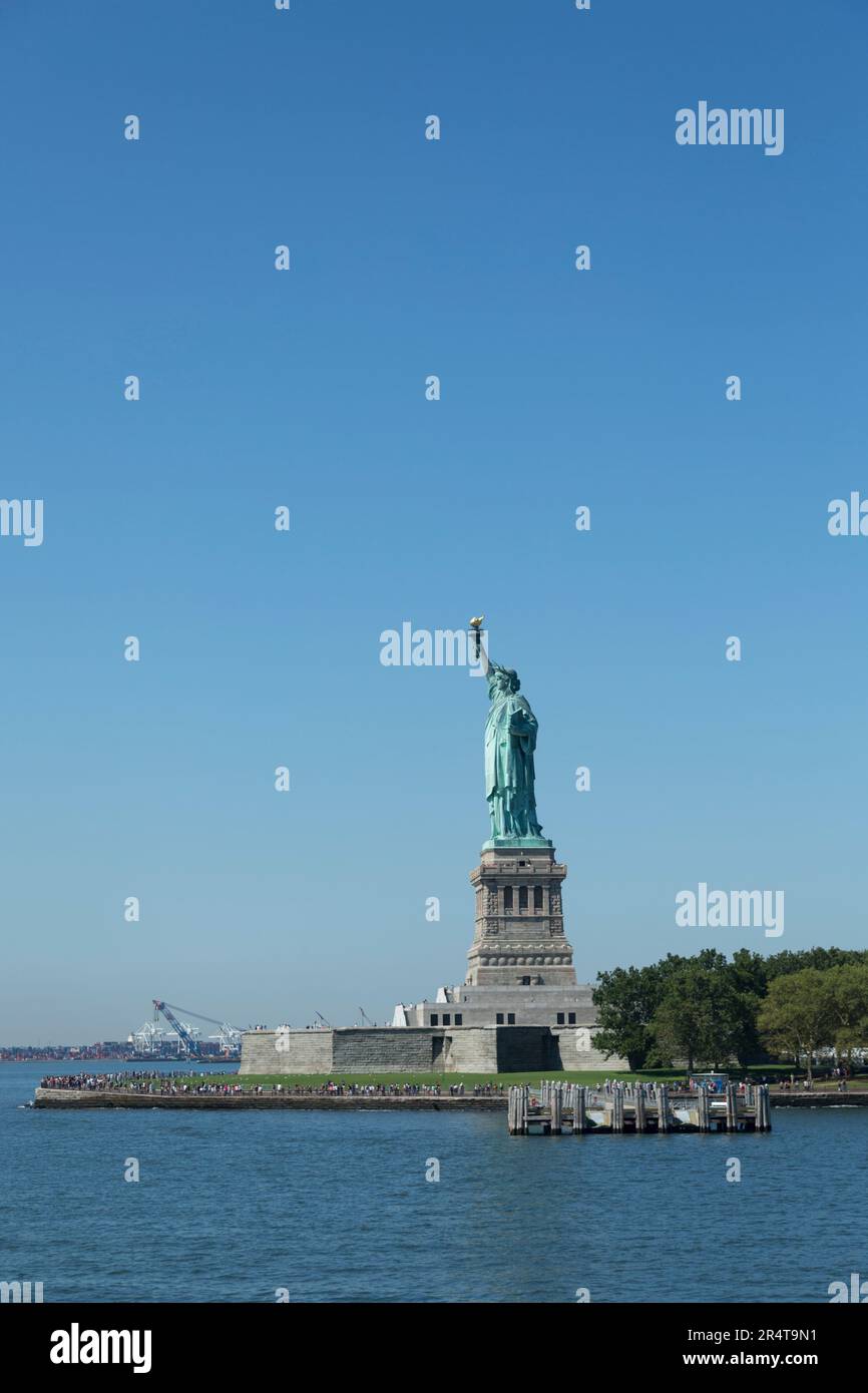 US, New York, The statue of liberty as seen from the Hudson river Stock