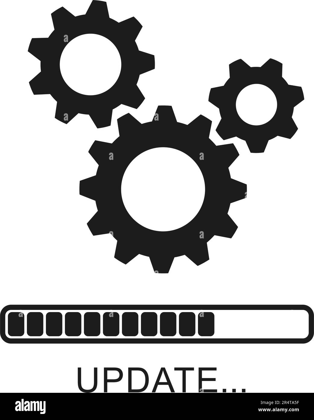 Update icon with gears. Loading or updating files, installing or updating new software etc. Modern flat design. Vector illustration. Isolated Stock Vector