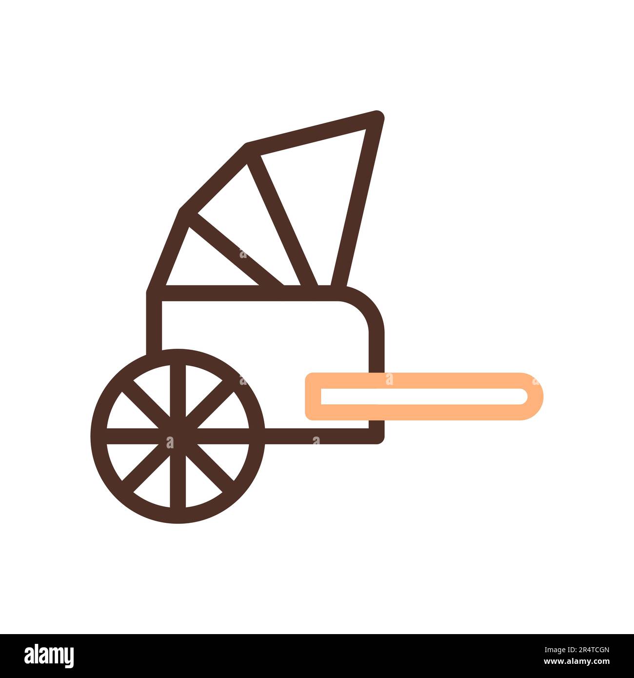 Rickshaw icon duocolor brown colour style chinese new year vector