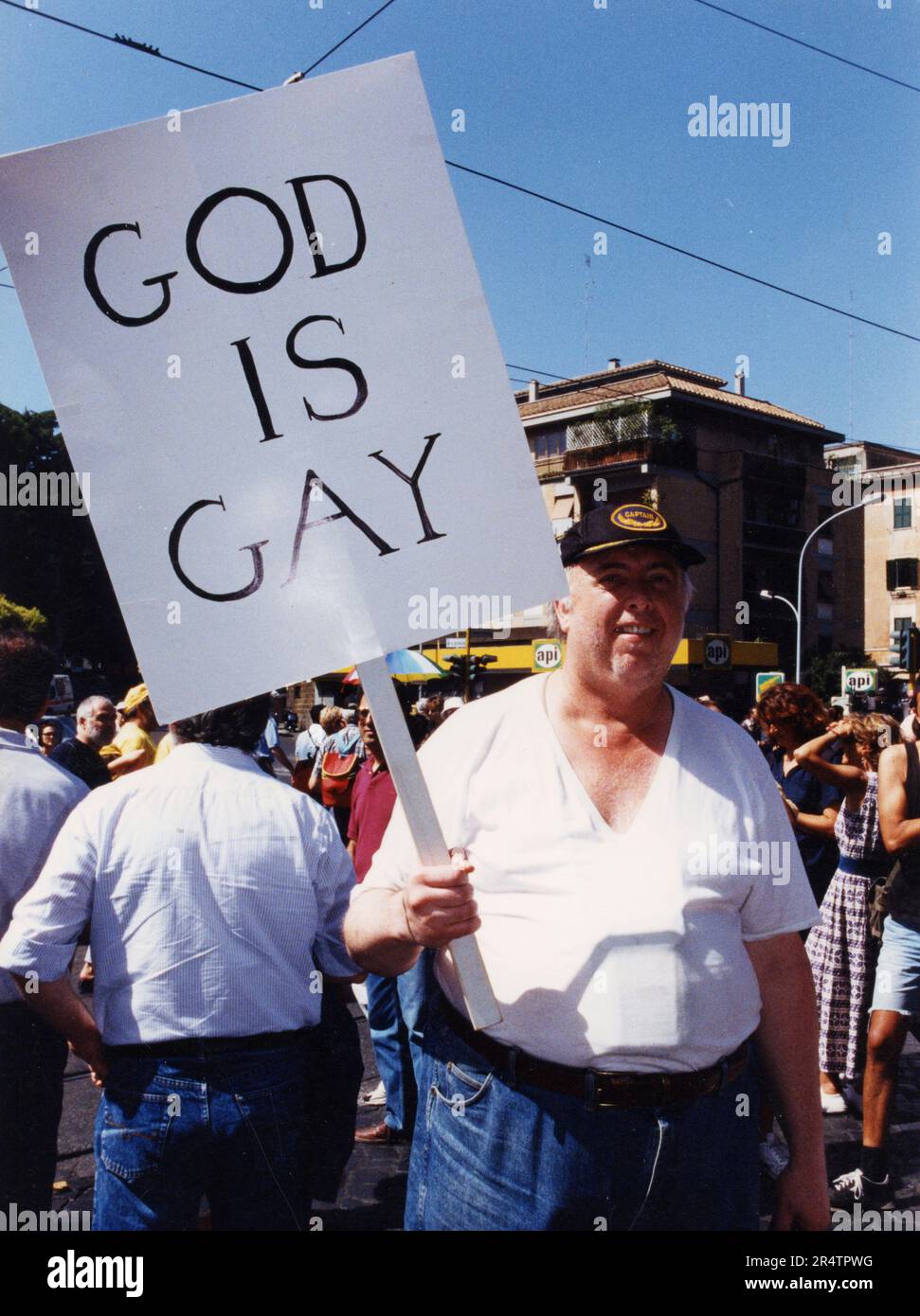 Some participants of the World Gay Pride demonstration, Rome, Italy 2000 Stock Photo