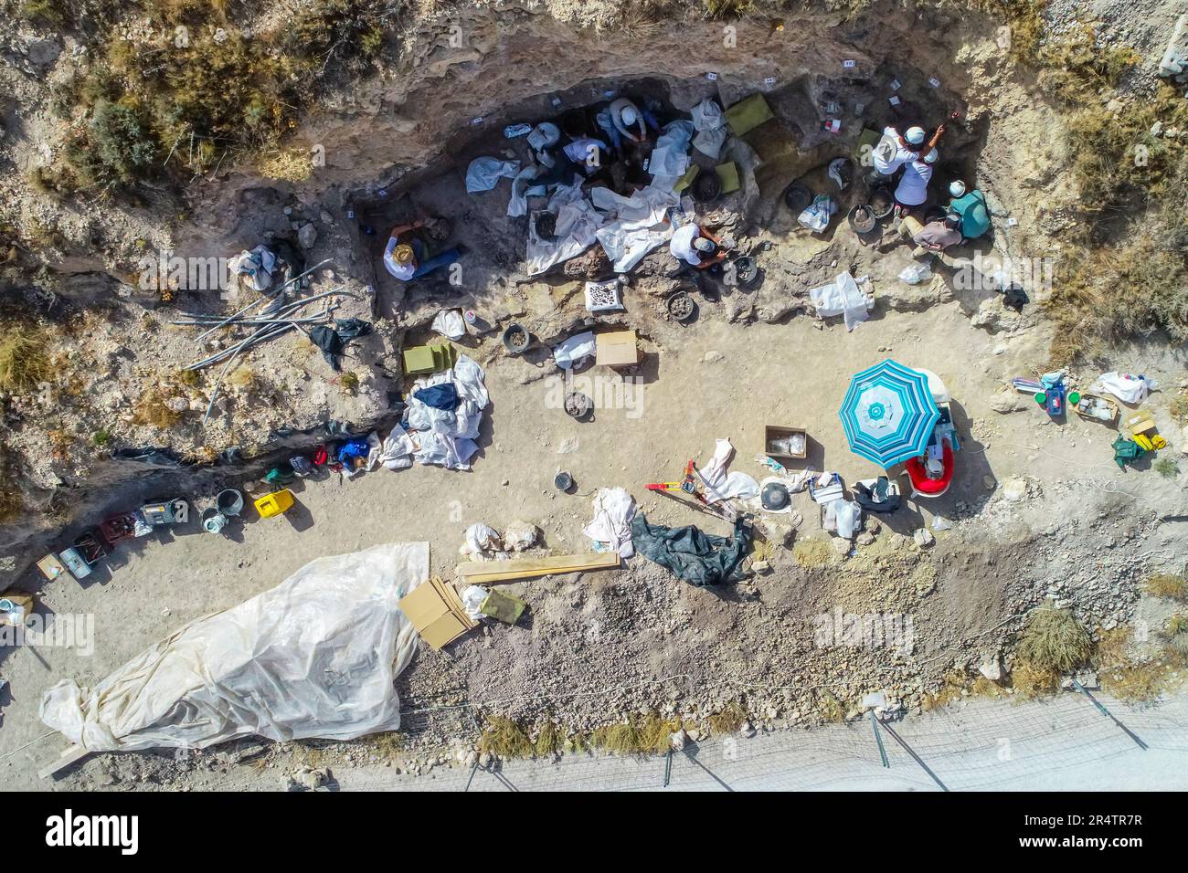 Aerial view of a paleontological site Stock Photo