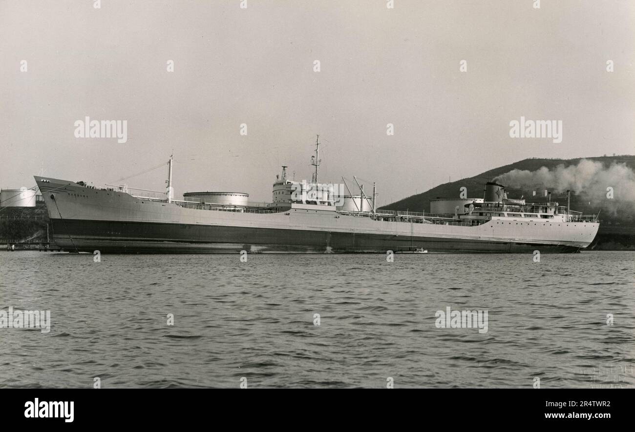 The ship Barbara at anchor, Italy 1950s Stock Photo Alamy