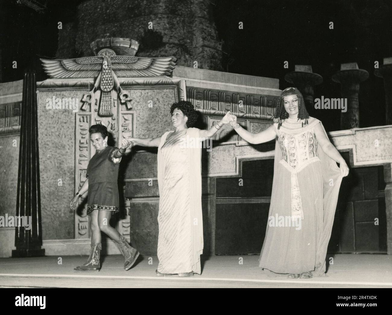 Italian opera singer Luisa Maragliano at the end of the Aida, Benevento, Italy 1974 Stock Photo