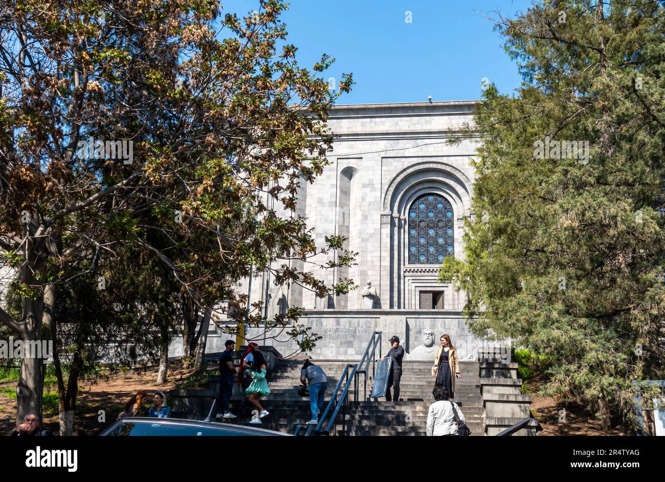 Matenadaran Mesrop Mashtots Institute of Ancient Manuscripts, is a museum, repository of manuscripts, and a research institute in Yerevan, Armenia Stock Photo