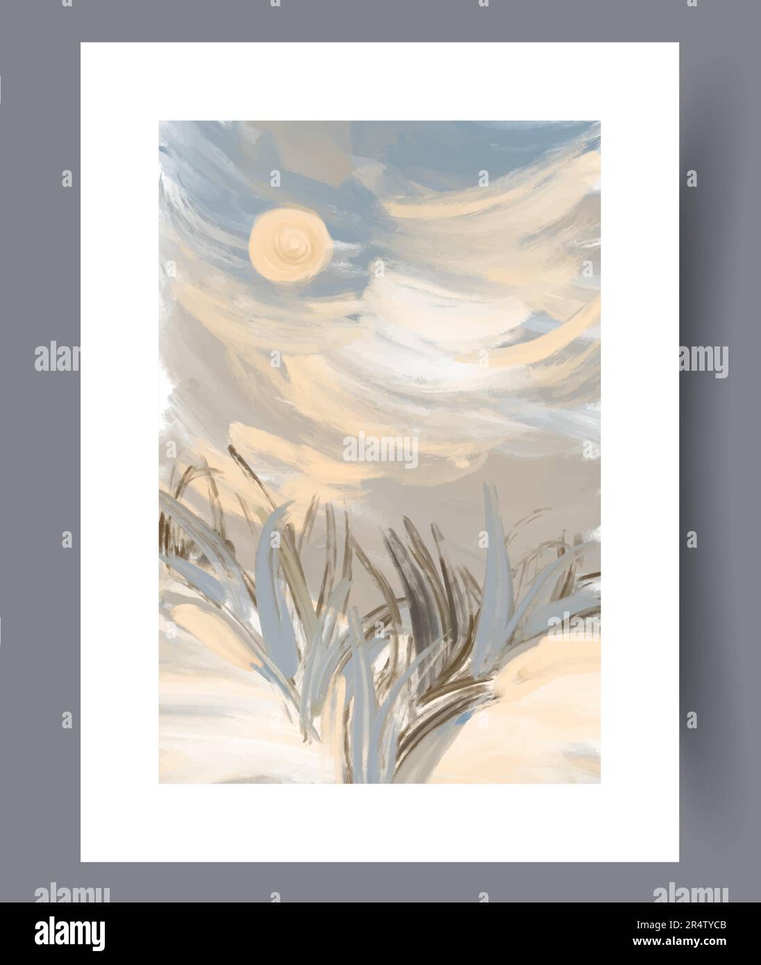 Landscape summer mornings nature wall art print Stock Vector Image ...