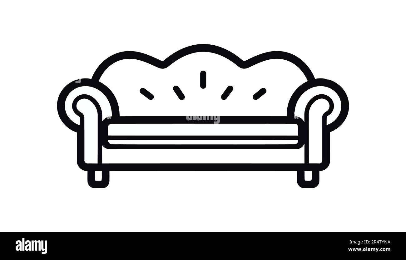 Sofa icon, linear style sign on white background. Vector illustration ...