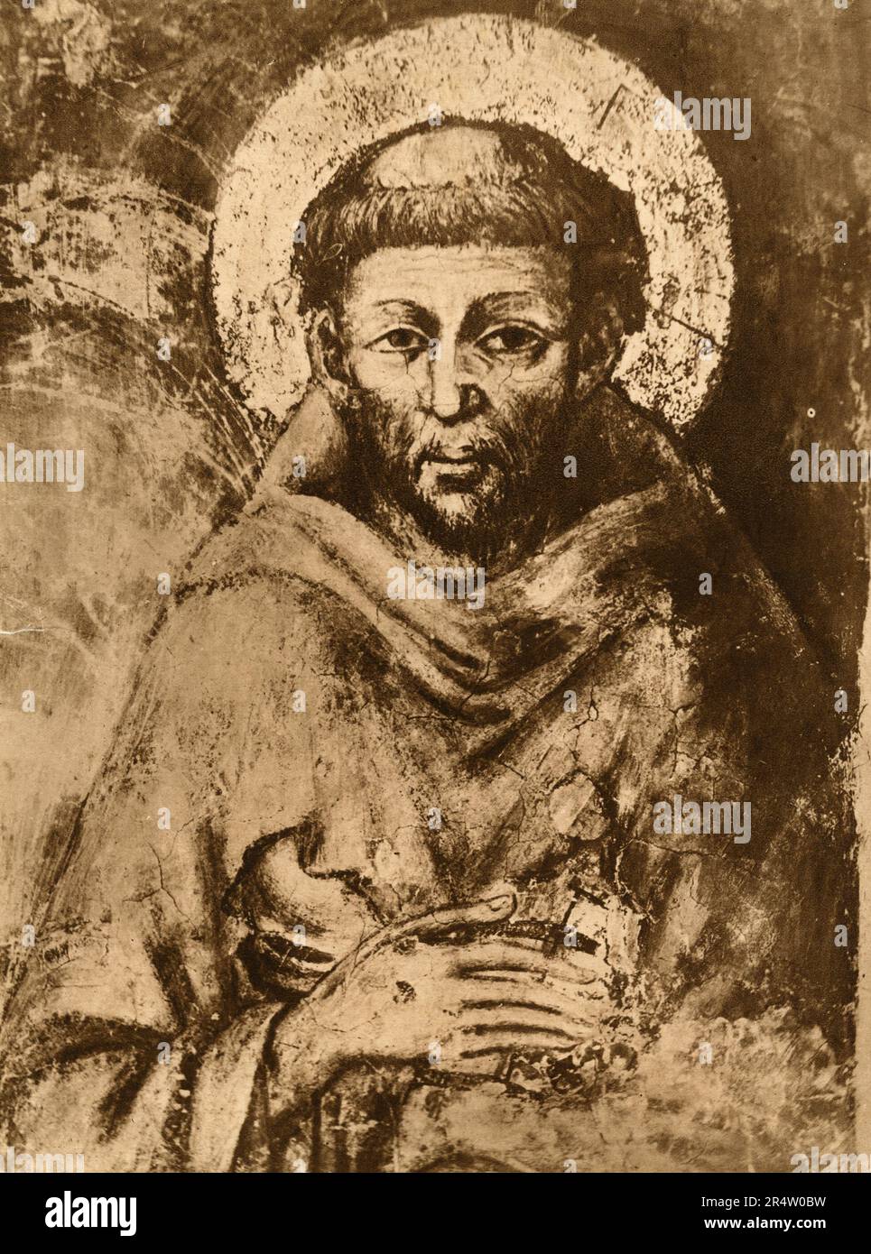 Saint Francis, painting by Italian artist Cimabue, Inferior church, Assisi, Italy 1920s Stock Photo