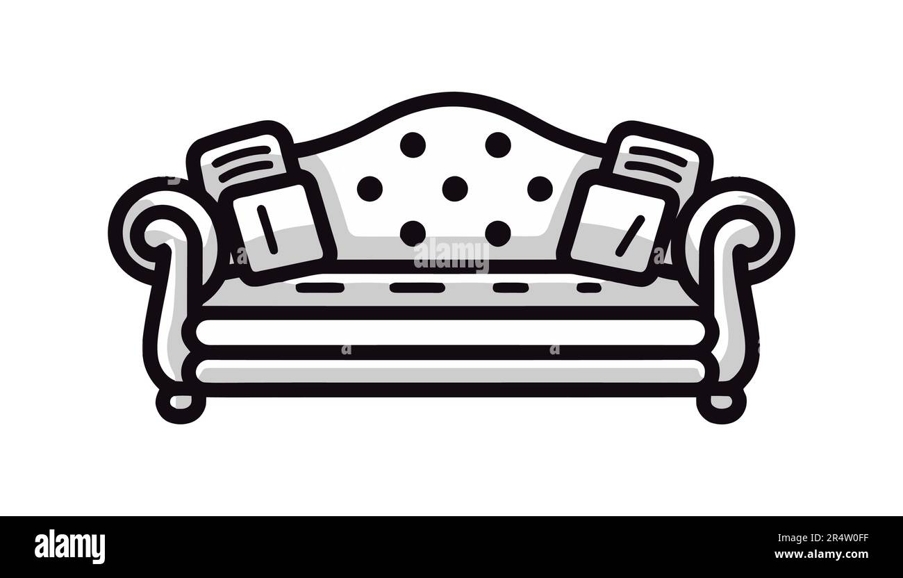 Sofa icon, linear style sign on white background. Vector illustration ...