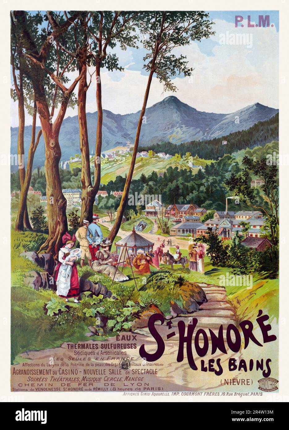P.L.M. St Honoré les Bains by Henri Ganier Tanconville (1845-1936). Poster published in 1897 in France. Stock Photo