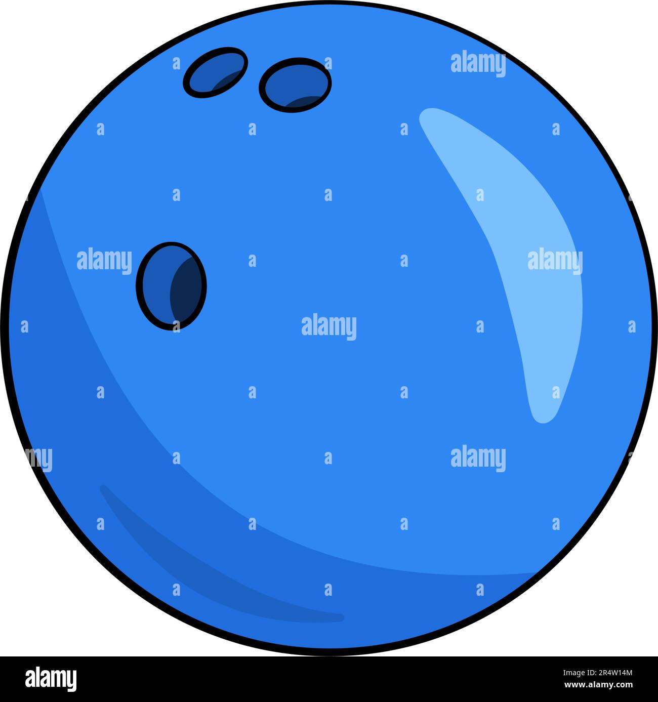 Blue bowling ball. Cartoon. Vector illustration. Isolated on white background Stock Vector Image