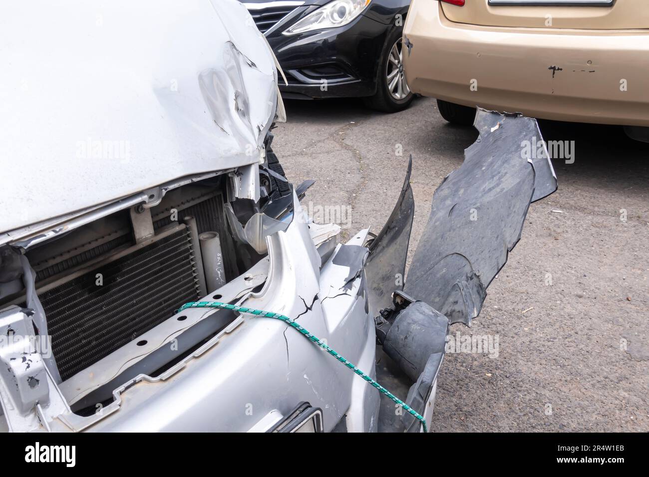 Torn bumper, damaged bumper, cracked bumper, ripped bumper Stock Photo
