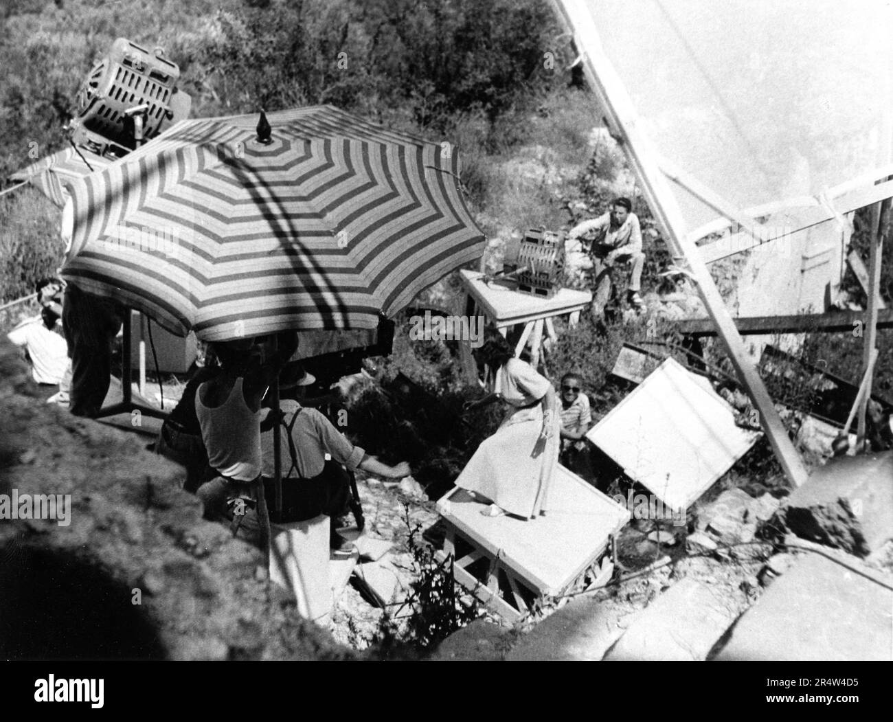 On set location candid during filming of Unidentified ITALIAN FILM from