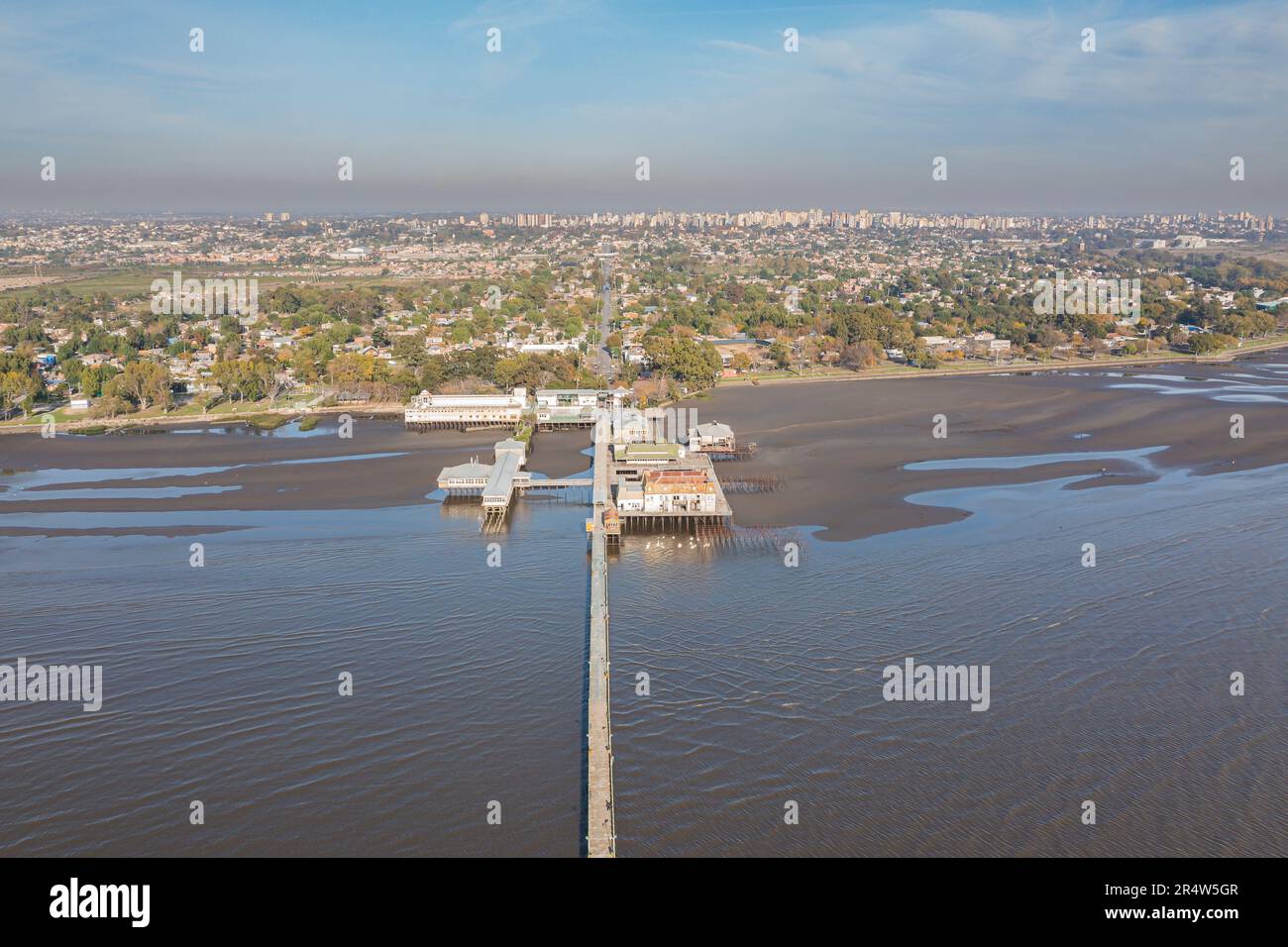Aerial view of the coast of the Rio de la Plata in the city of Quilmes. Stock Photo