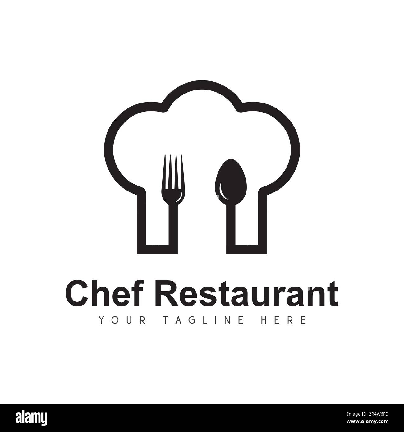 Home Kitchen Chef Restaurant Logo Design Spoon Fork Chef Cap Logotype