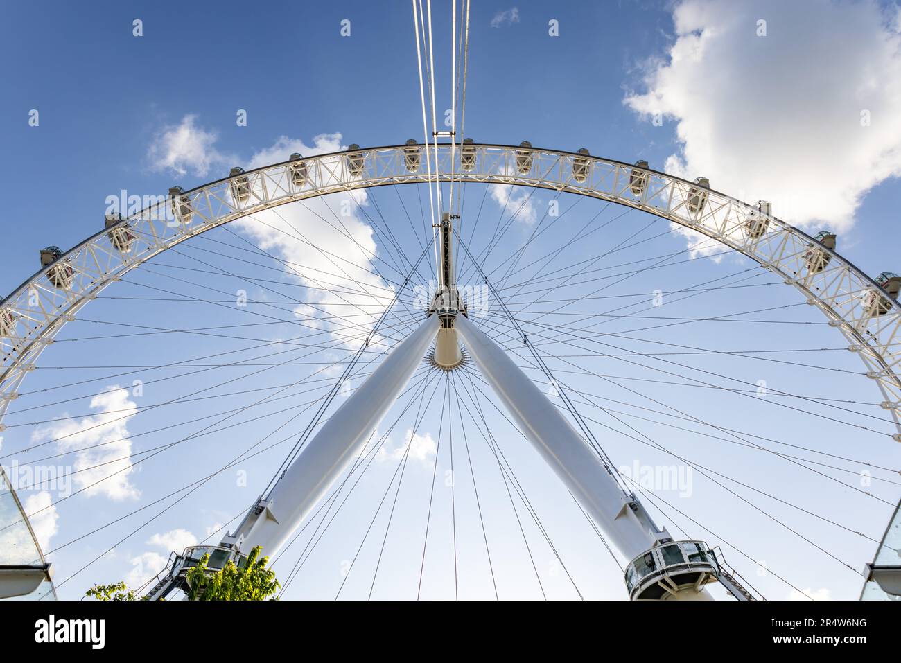 Perspective rear view of famous London Eye, or the Millennium Wheel, a