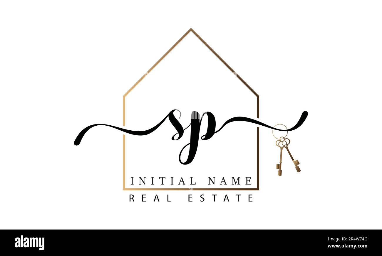 SP Initial Monogram Real Estate Logo Design Stock Vector