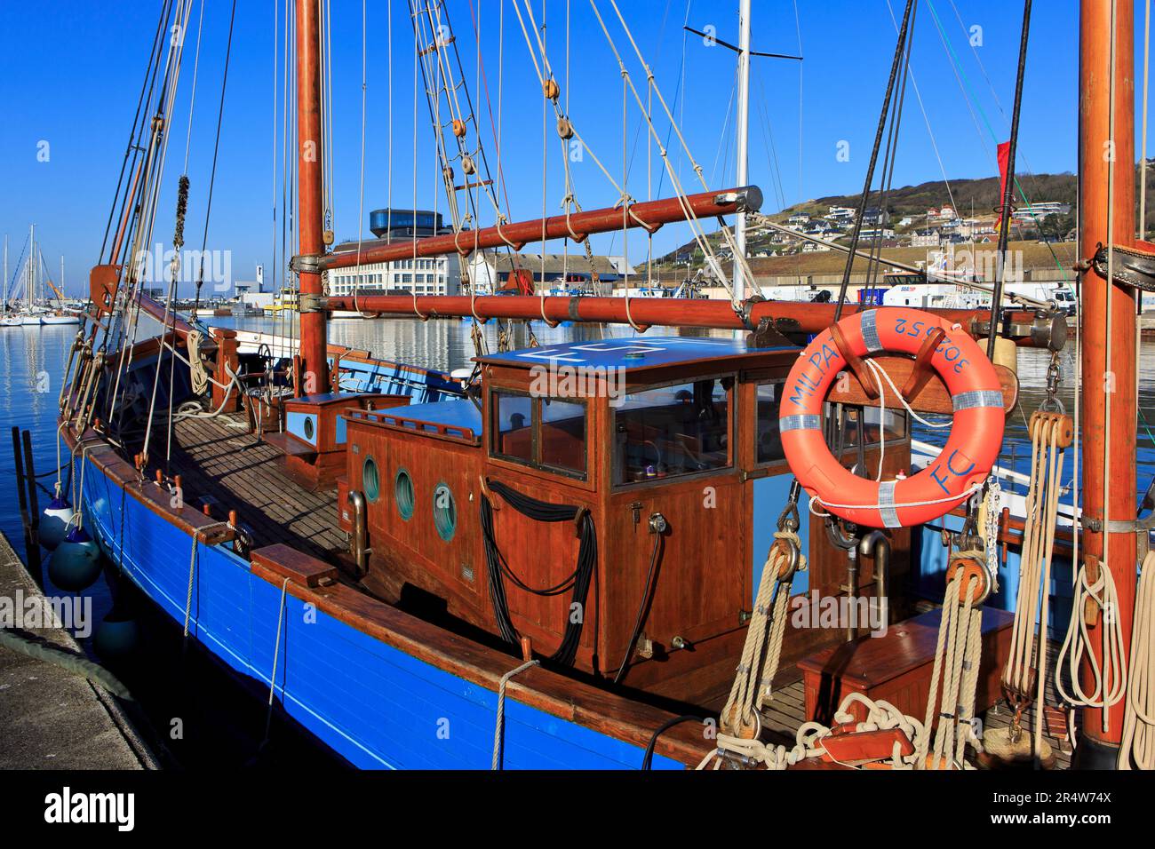 Former langoustine boat (now pleasure cruises) named Milpat in the marina  of Fecamp (Seine-Maritime), Normandy, France Stock Photo - Alamy