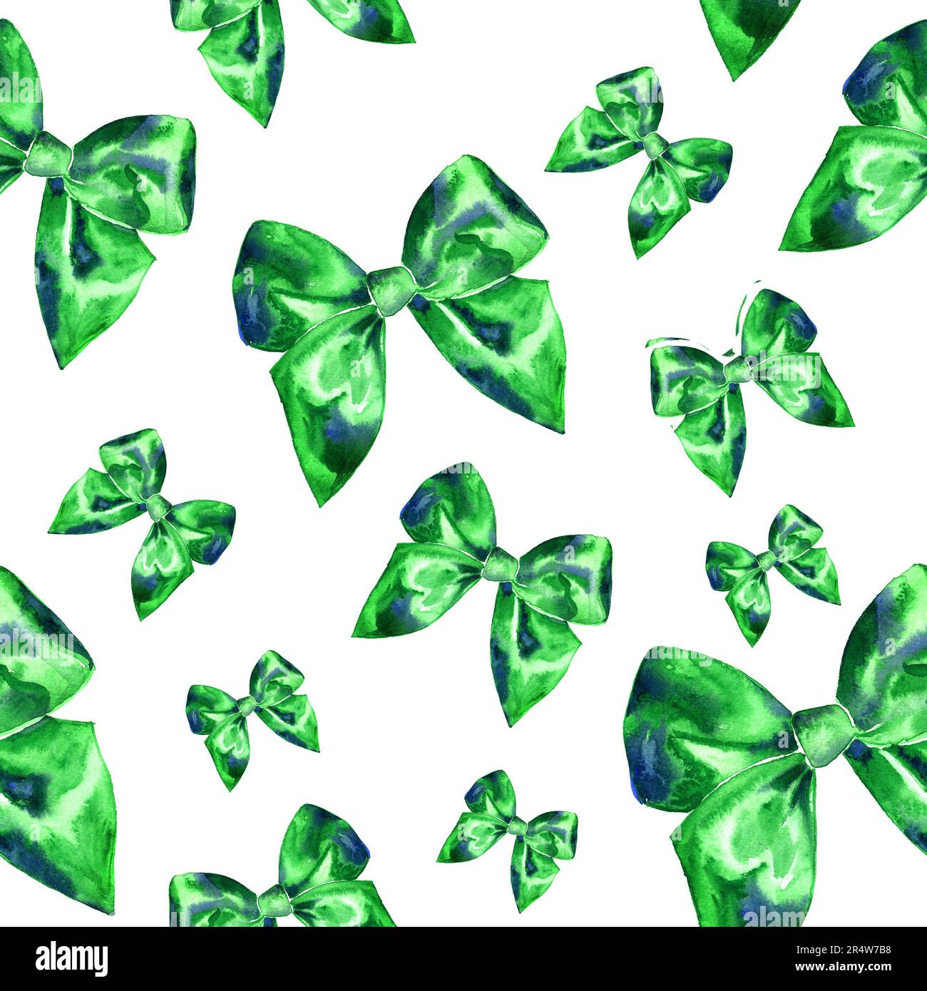 Seamless pattern, satin bows on a white background. Watercolor